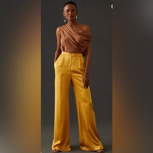 Gold Silky Wide Leg Pants